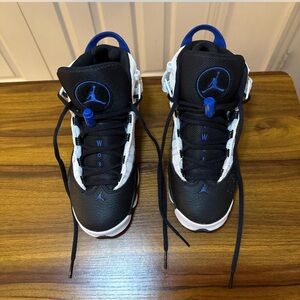 Black and Blue High-Top Sneakers